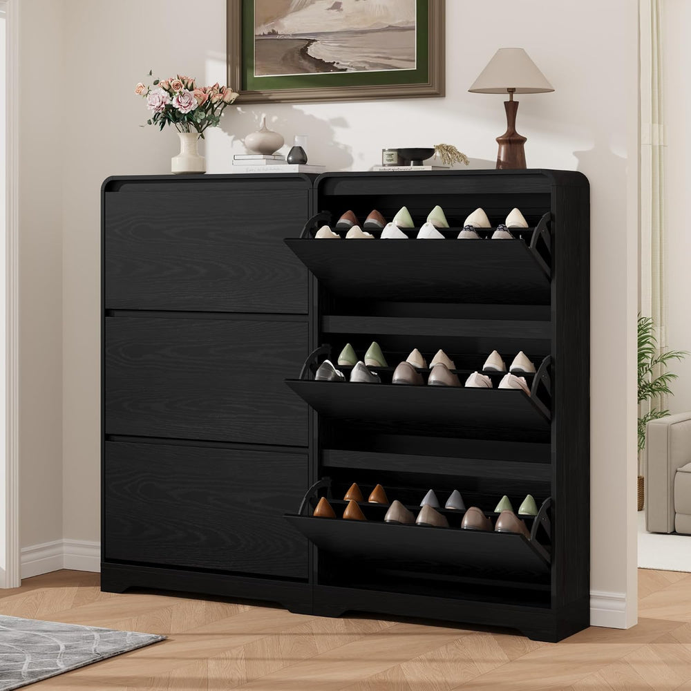 Garvee Hidden Shoe Cabinet, Black