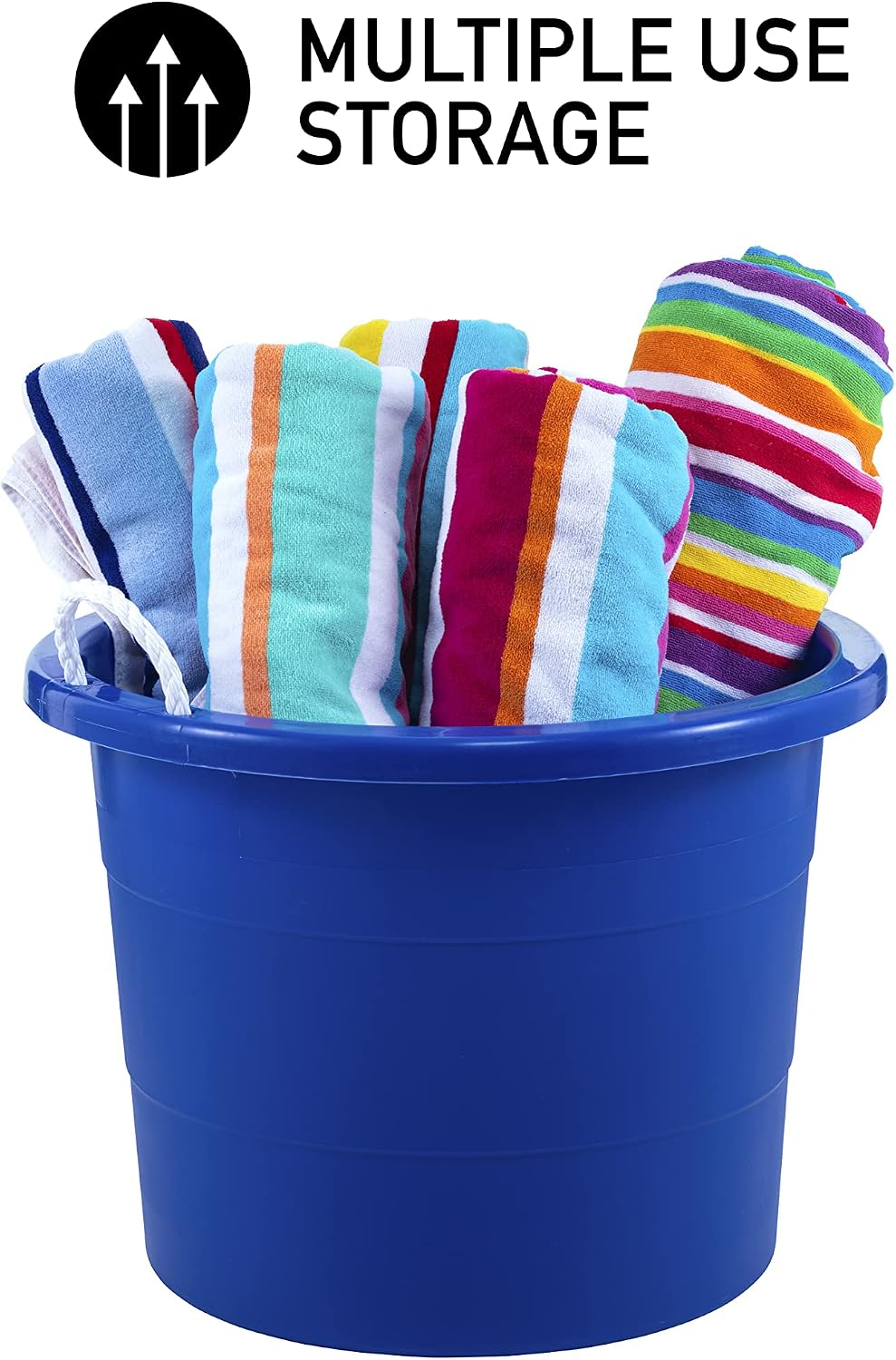 United Solutions Easy-Access Storage Rope Handle Tub, 19 Gallon, Blue, 2 Coun...