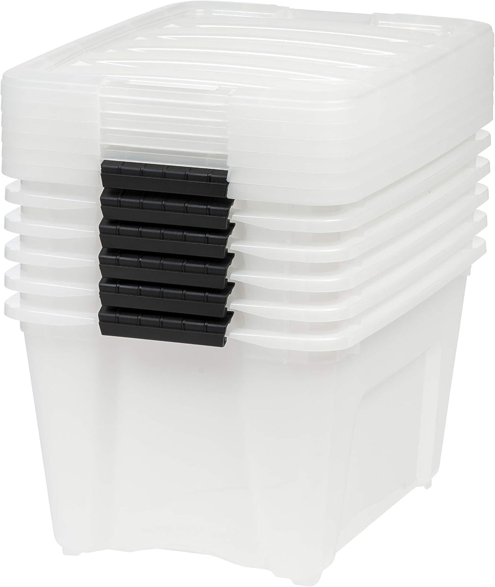 IRIS USA 6-Pack 32 Quart Storage Bins with Lids, Pearl
