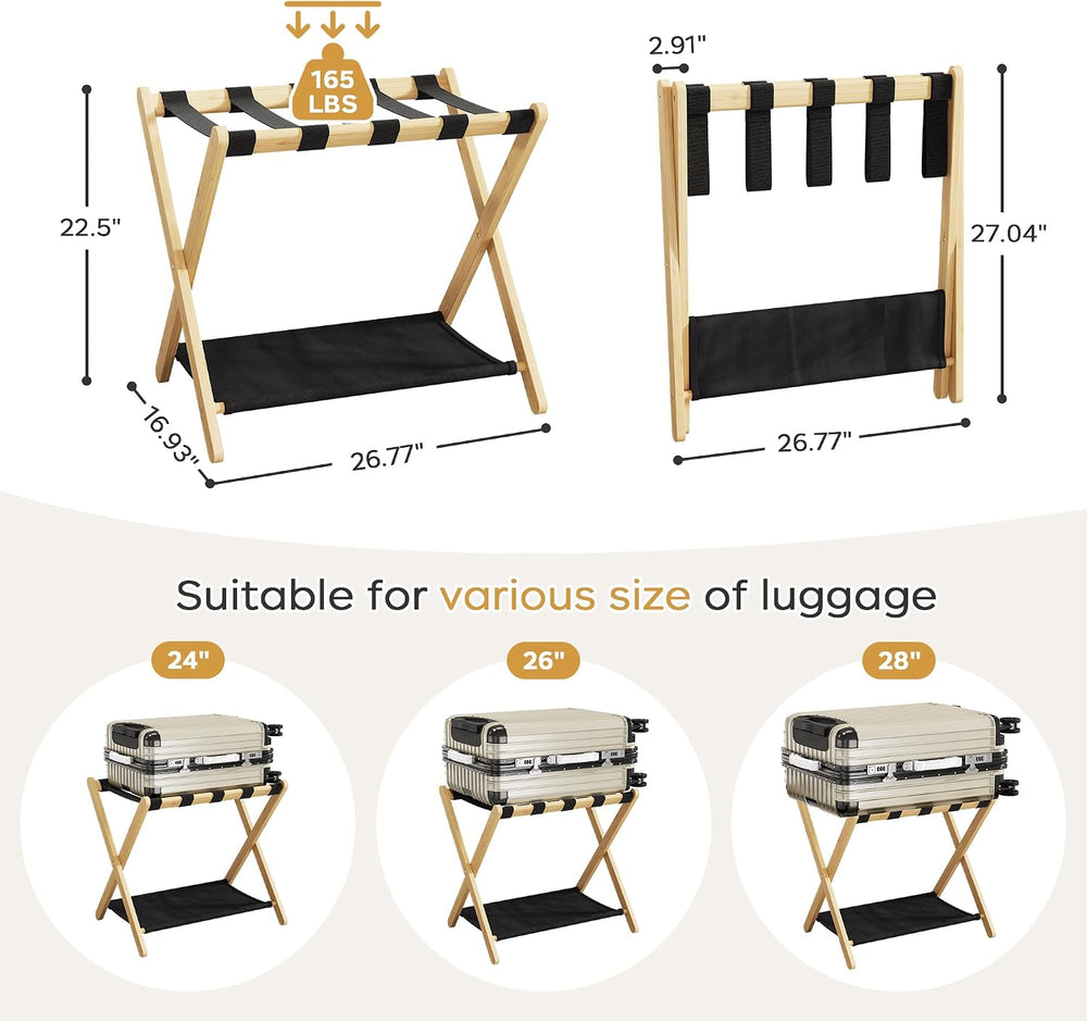 26.77" Full Assembled Luggage Rack for Guest Room, Set of 2 Suitcase Stand