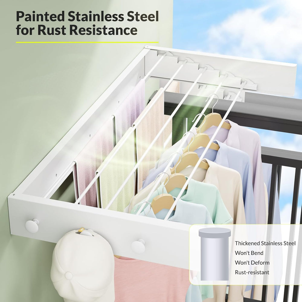 Collapsible Laundry Drying Rack Wall Mounted - 31.5 Inch Metal Clothing Dryin...