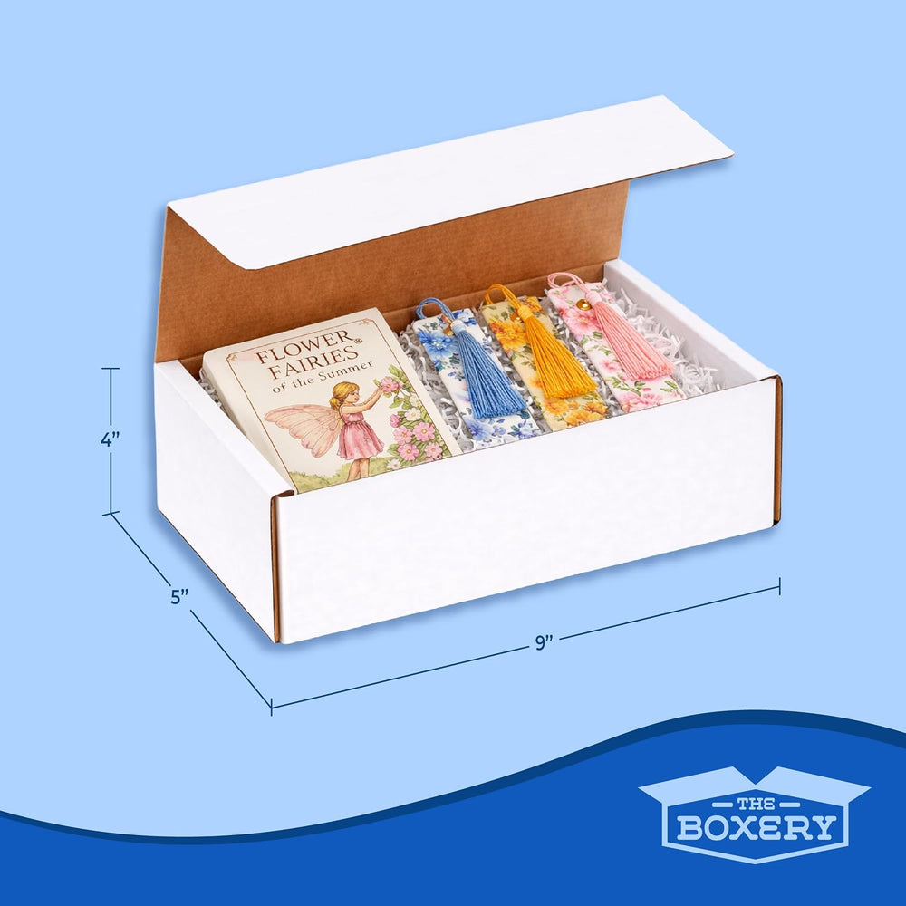 The Boxery Small White Shipping Boxes, 9x5x4-inch Corrugated Cardboard Mailer...