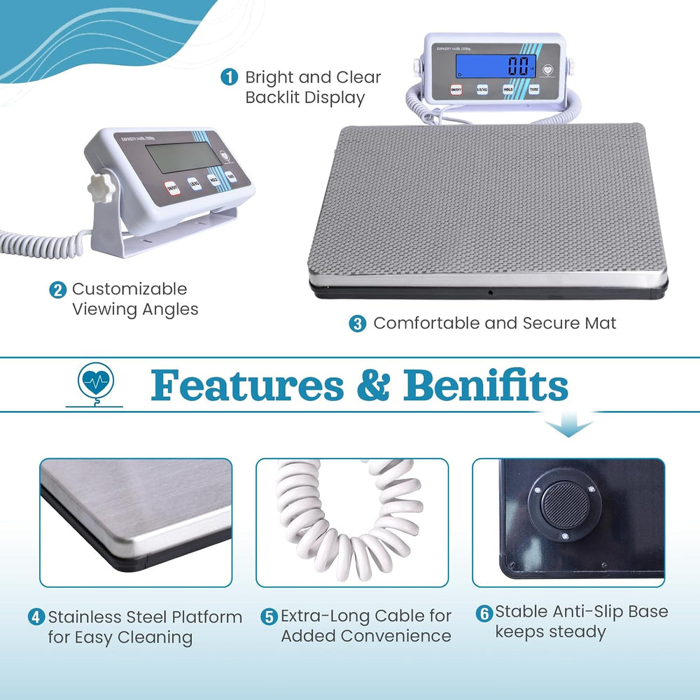 Extra Wide Body Weight Scale for Medical, Home & Wrestling Use, 440 lb