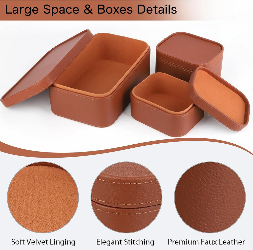 HofferRuffer Faux Leather Decorative Storage Boxes, Dust proof Storage Shelf ...