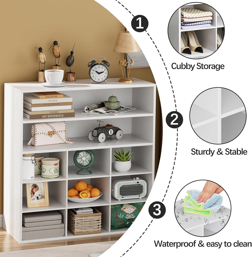 Garden 4 you Shoe Rack Organizer, 5-Tier Wood Cubby Shoe Rack with 2 Storage ...