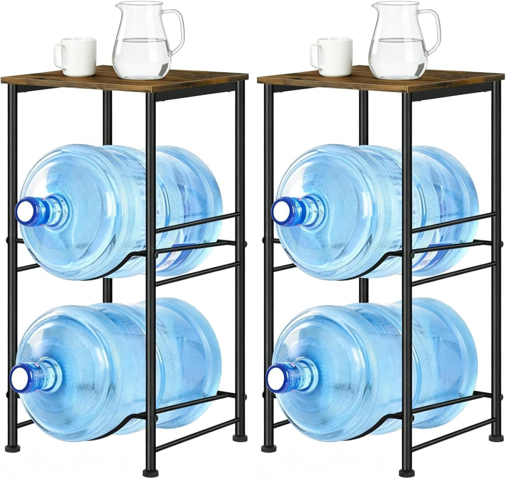MOOACE 5 Gallon Water Jug Holder, 2 Tier Water Bottle Organizer Rack with Sto...