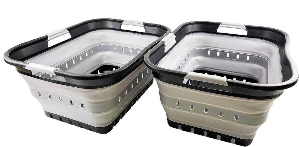 SAMMART 42L (11 gallon) Collapsible Plastic Laundry Basket - Foldable Pop Up ...