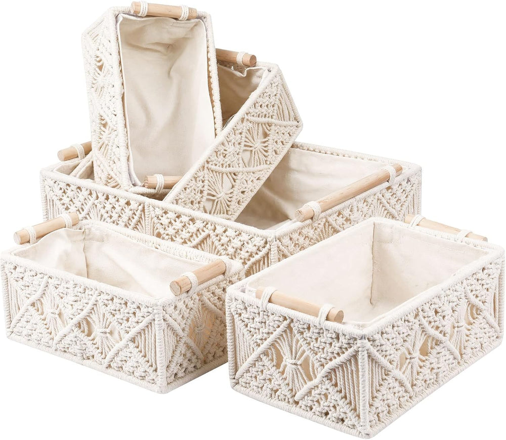 ANMINY 5PCS Macrame Storage Baskets for Organizing Boho Decor Baskets Storage...