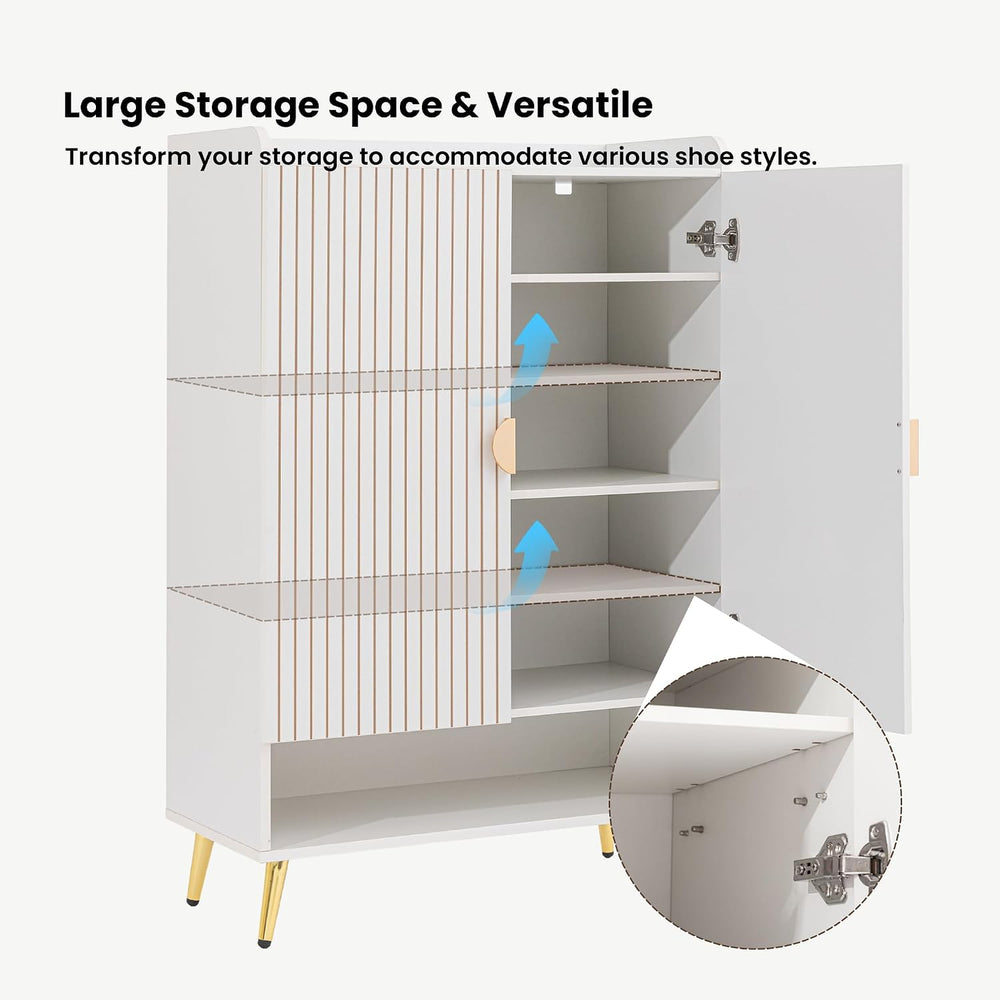 HOMPUS 43.3" Tall Shoe Cabinet with Doors, 7-Tier Shoe Storage Cabinet w...