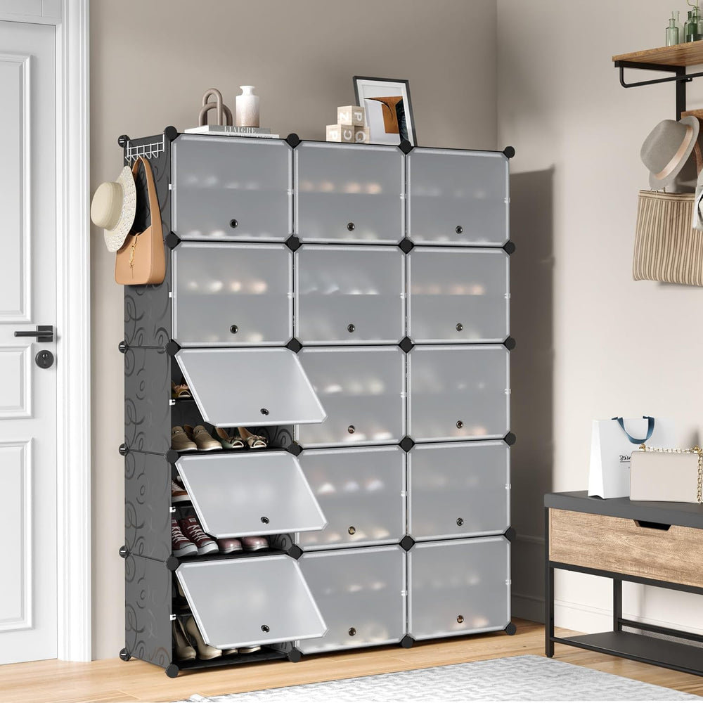 Mondeer Shoe Rack, Plastic Shoe Cabinet, 10 Levels, Shoe Rack Organiser Holds...