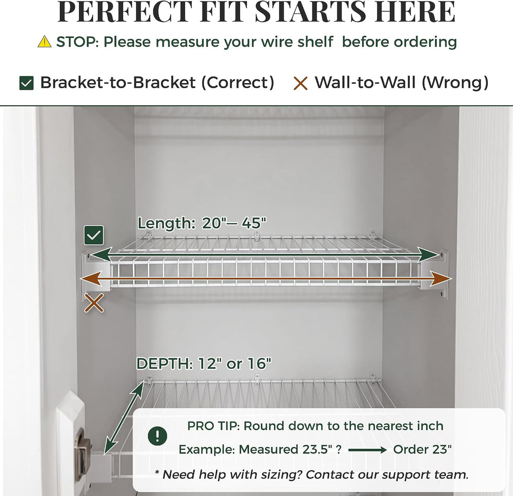 Solid Pine Wire Shelf Covers, 16" D x 21" L, Tool-Free Pantry Rack