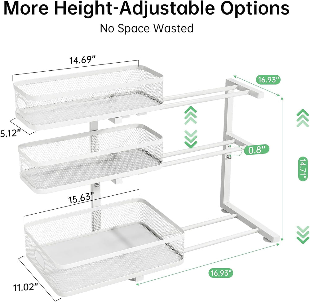 2-Pack 3-Tier Under Sink Organizer, Slide Out Cabinet Storage, Kitchen/Bath
