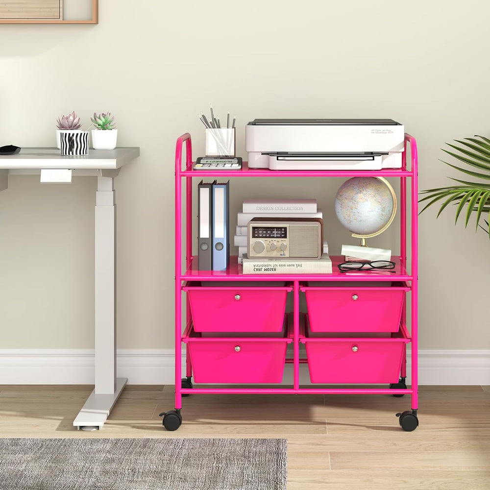 Giantex Rolling Storage Cart w/ 4 Drawers 2 Shelves Metal Rack Shelf Home Off...