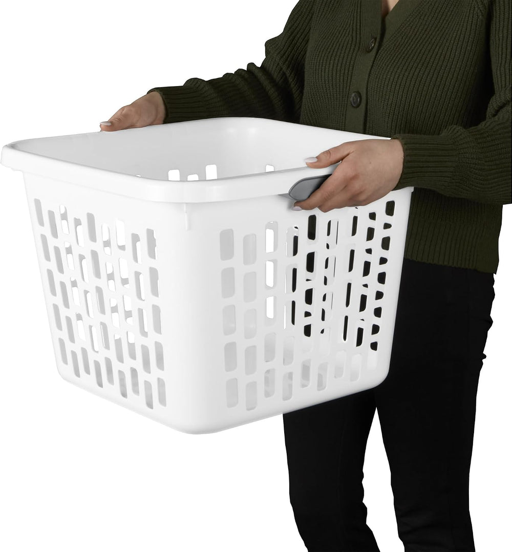 Sterilite Square Laundry Basket, Plastic Clothes Hamper, 6-Pack