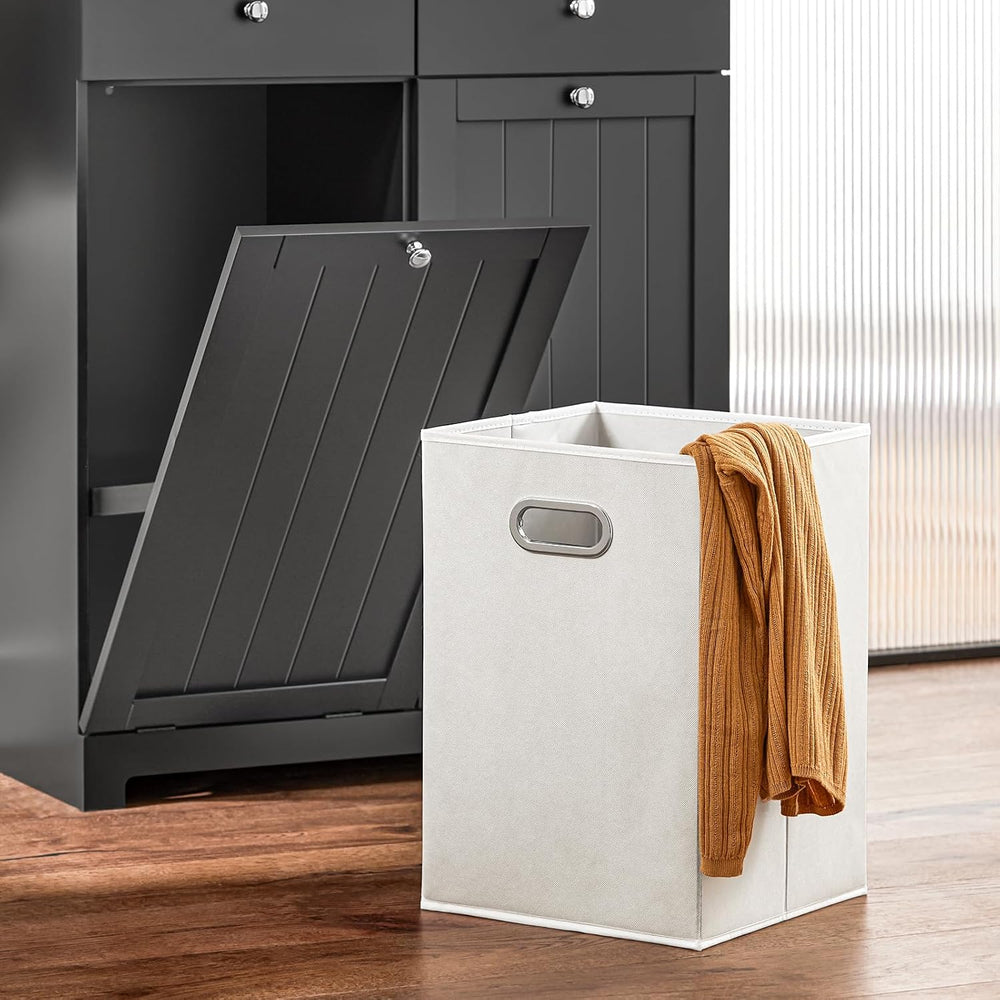 Haotian Laundry Hamper Cabinet, 2 Baskets, 35.4 x 14.5 x 29.5 in, Black