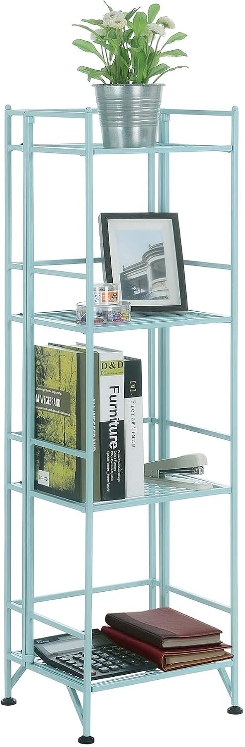Convenience Concepts Xtra Storage 4-Tier Folding Metal Shelf, Seafoam, 13D x ...