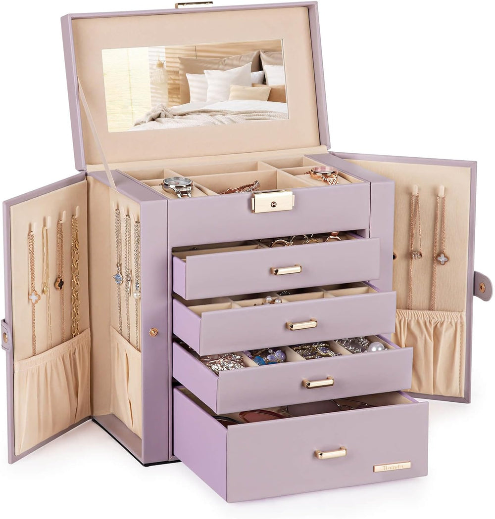 Homde Large Jewelry Box for Women: 5-Layer Organizer with Lock for Dresser