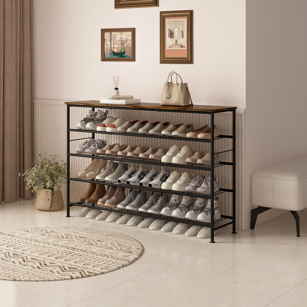 SUOERNUO 5 Tier Extra Long Shoe Rack Organizer Storage for Closet Entryway