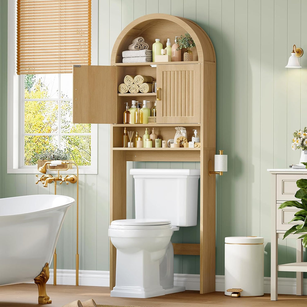 TEENFON Arched Over The Toilet Storage Cabinet, Bathroom Storage Cabinet