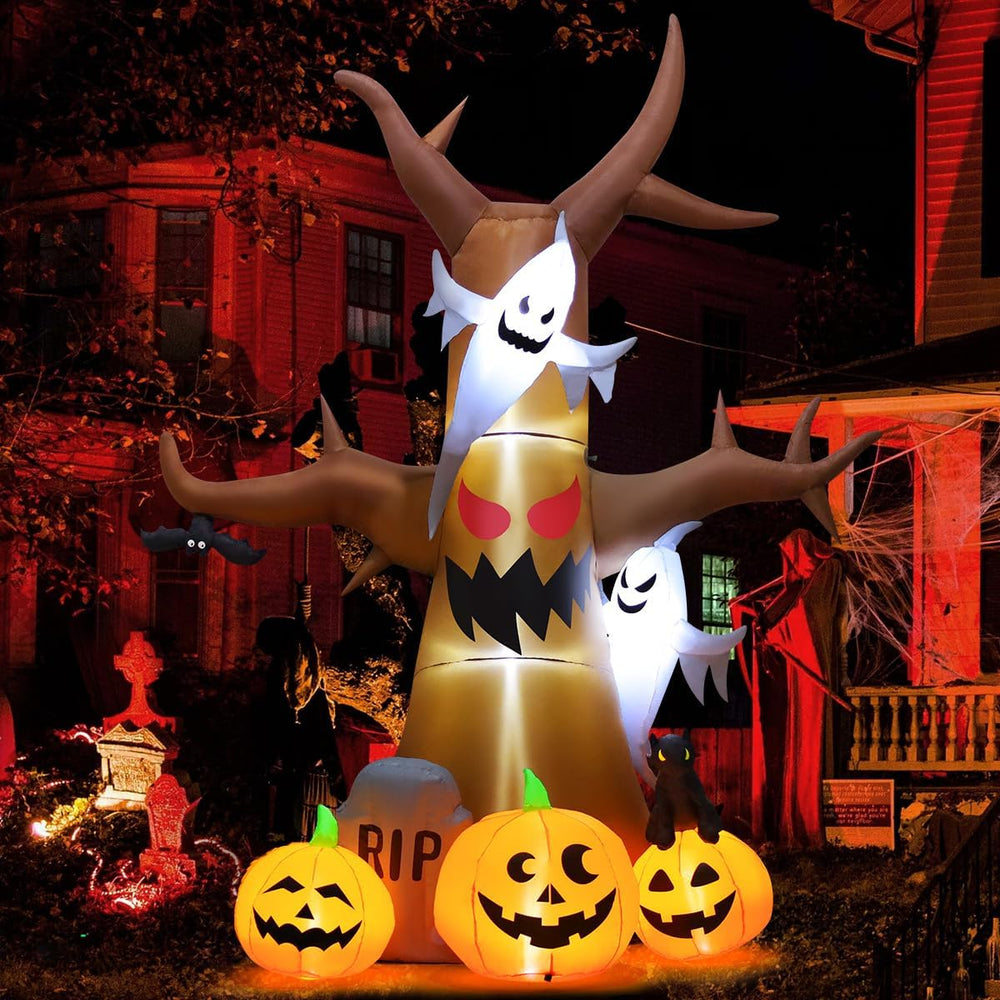 GOOSH 12 FT Halloween Inflatables Tree Outdoor Decorations Blow Up Yard Scary...