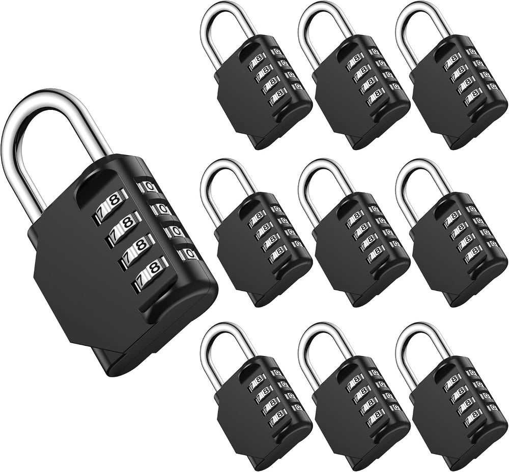 Puroma Combination Lock 4 Digit Gym Locker Padlock Waterproof, 10 Black