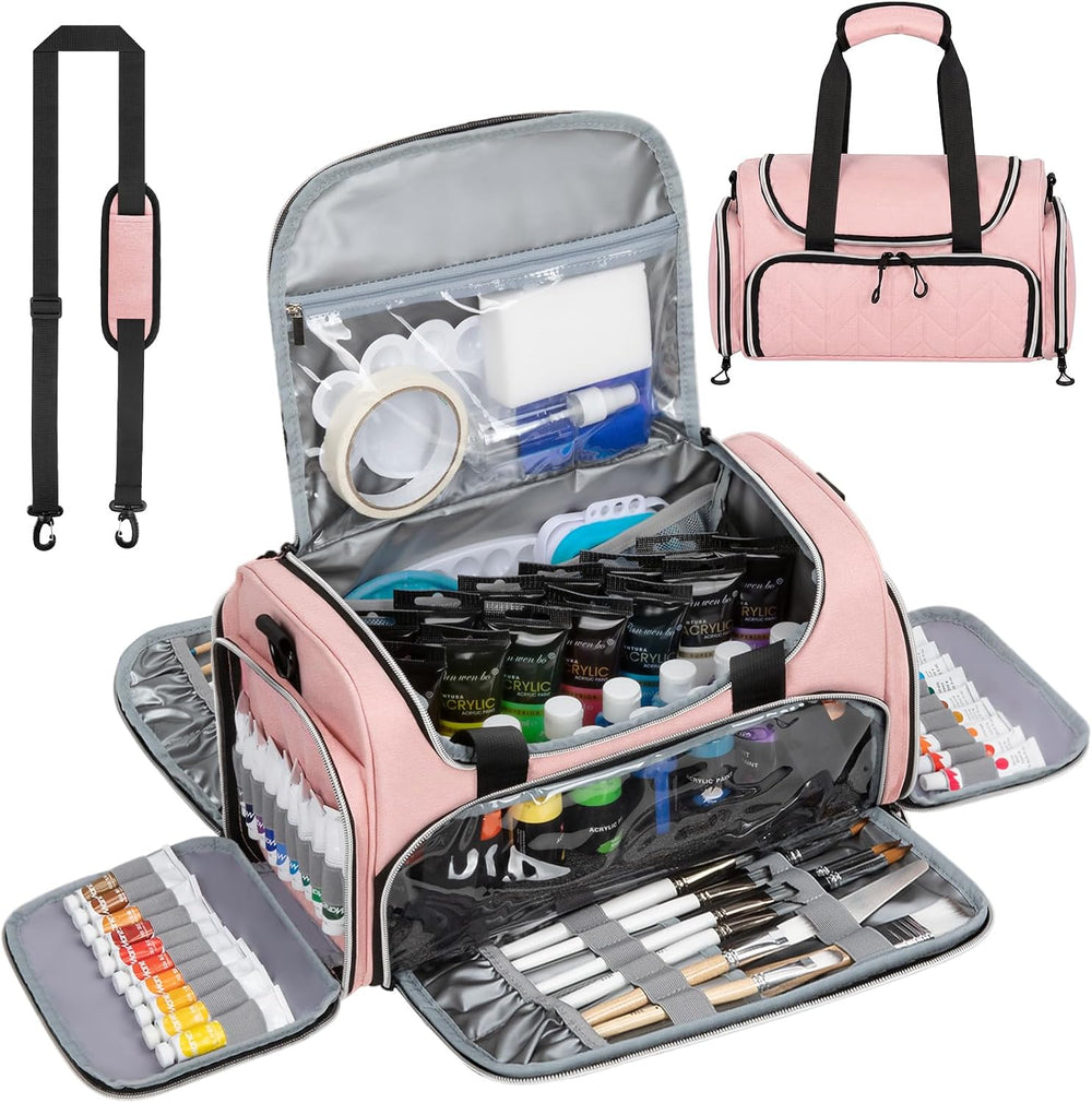 Acrylic Paint Storage Bag Holds 32 Bottles (2 oz) Acrylic Paints