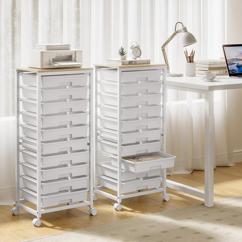 SYKIARIOL Rolling Cart with Drawers,White