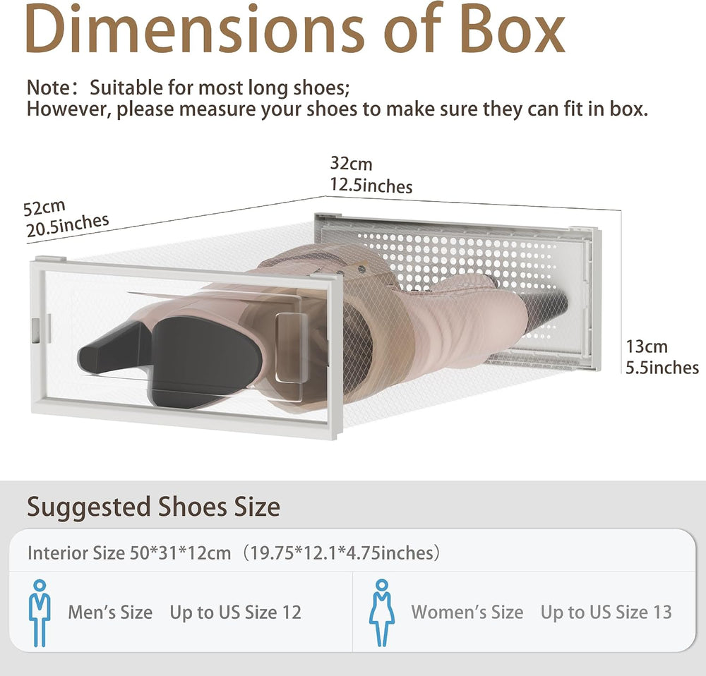 6 Pack Stackable Shoe Storage Boxes, Plastic Shoe Organizer Drawers Bins for ...