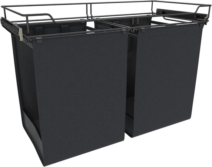 Rev-A-Shelf CSOHSL-30-1 Sidelines 30"W x 21"H Pull Out Double Laundry Hamper with Slides and (2) Canvas Laundry Bag Liners for Custom Closet Systems