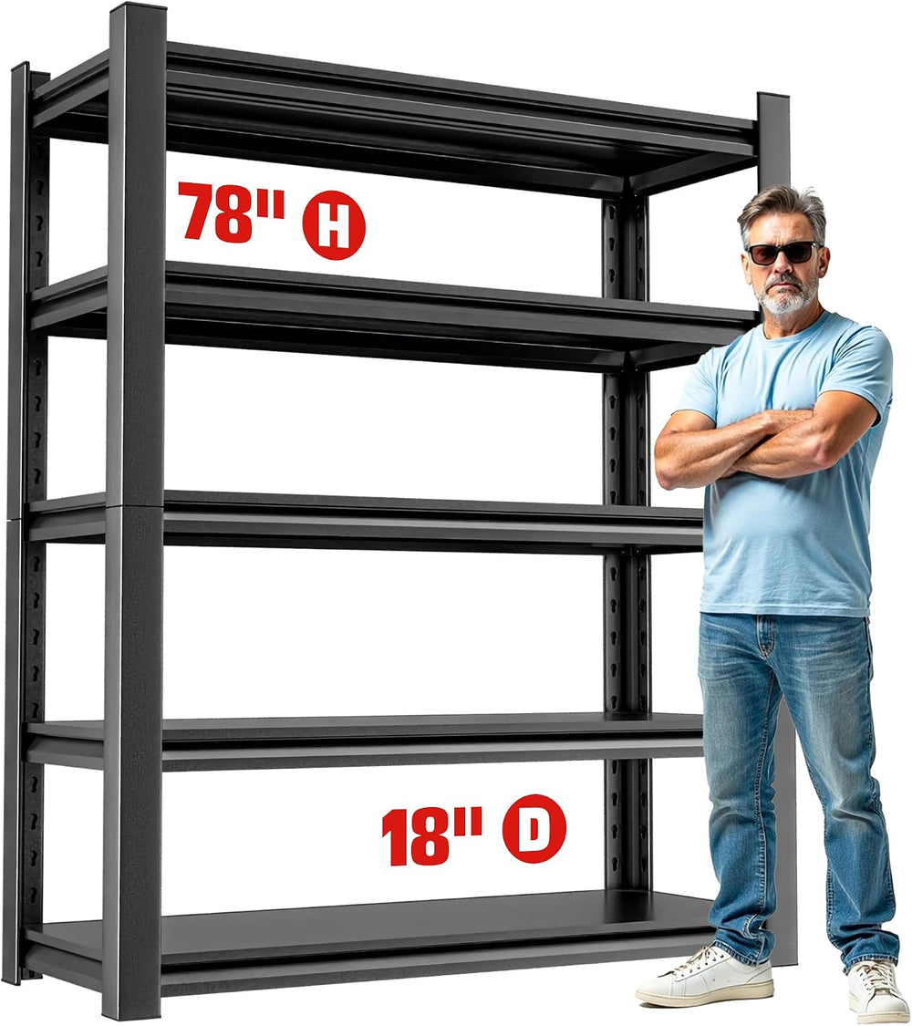 Garage Shelving Storage Rack, 40"W x 16"D x 78"H, Heavy Duty 5...