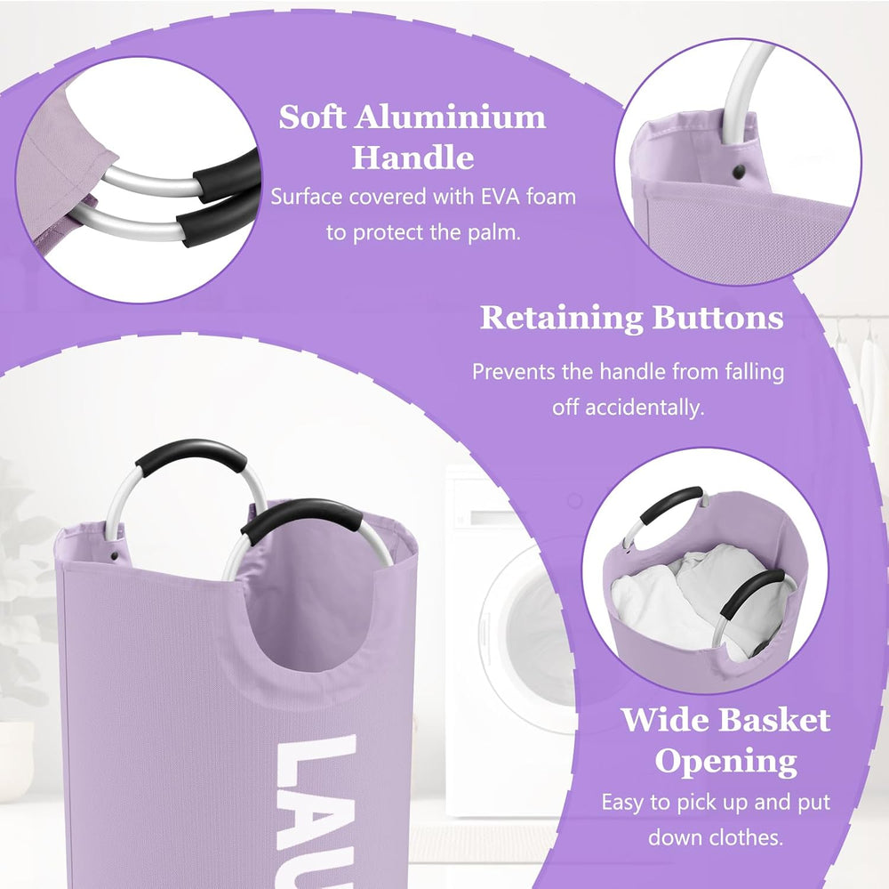 3PCS 95L Collapsible Laundry Basket, Oxford Hamper with Handle for Family