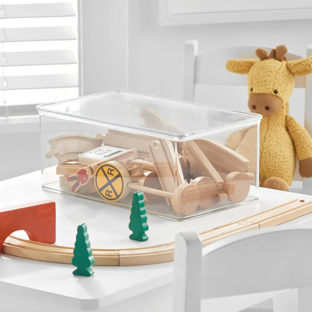 iDesign Stackable Shoe Box with Hinged-Lid, Set of 2, Clear