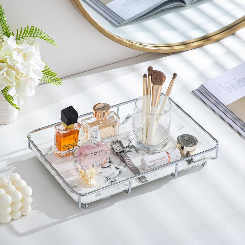 Dobbyby Vanity Tray Makeup Organizer Cosmetics Storage Bathroom Skincare Orga...