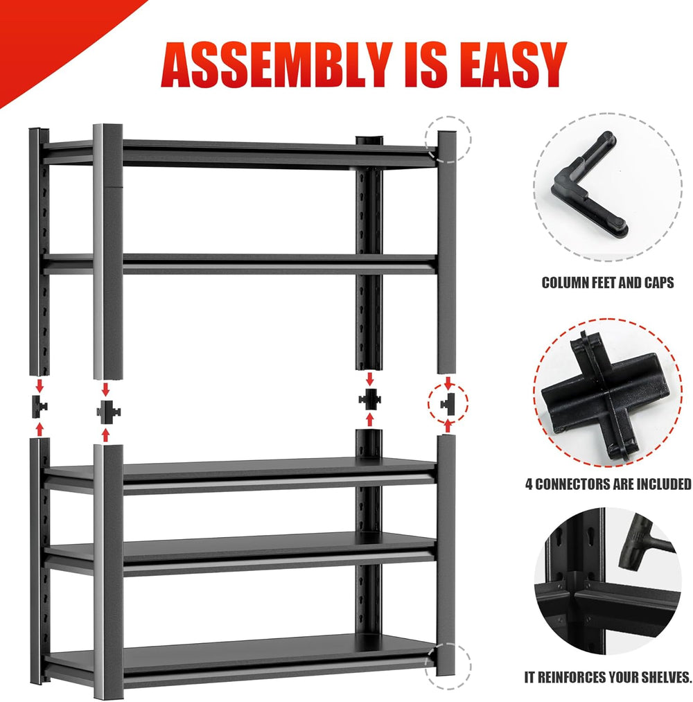 OLLRRACT 5-Tier Garage Shelving, Metal Storage Shelves 2 - Pack