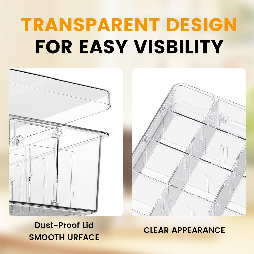 Socks Bra Underwear Drawer Organizer for Closet, 2 PCS Plastic Storage Box wi...