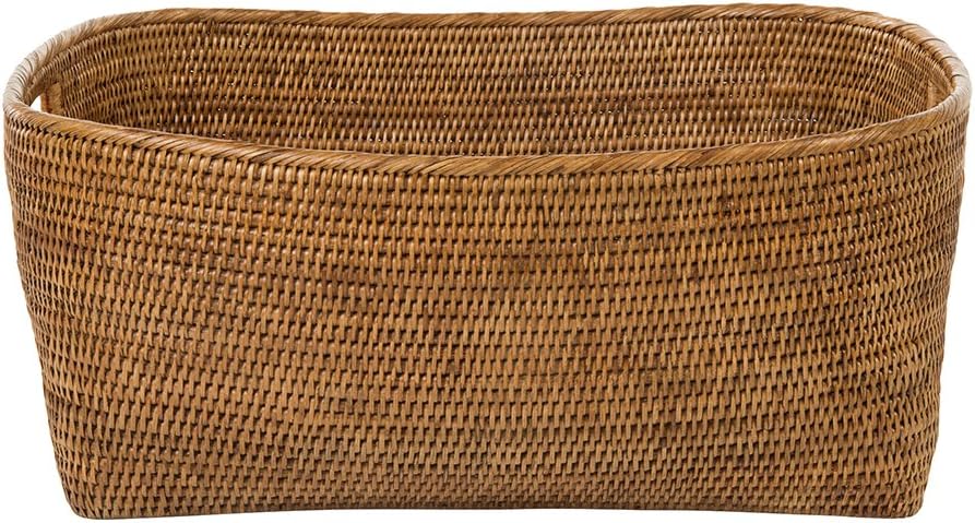 KOUBOO Oblong Rattan Storage Basket with Handles, Large Bin Honey Brown