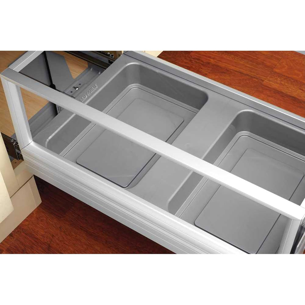 Rev-A-Shelf Double 27 Quart Pull Out Trash Can for Base Kitchen Cabinets, Sto...