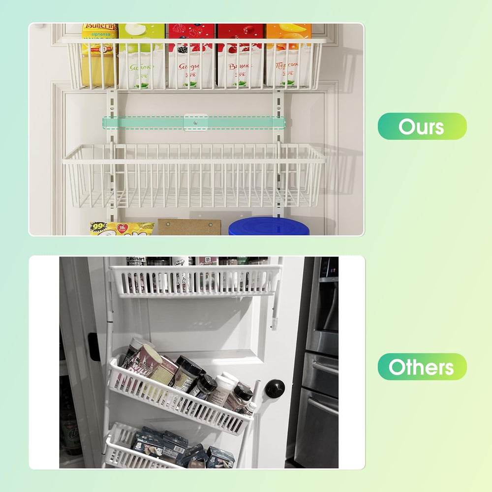 Mefirt Over The Door Pantry Organizer, 6-Tier Deep Baskets, White