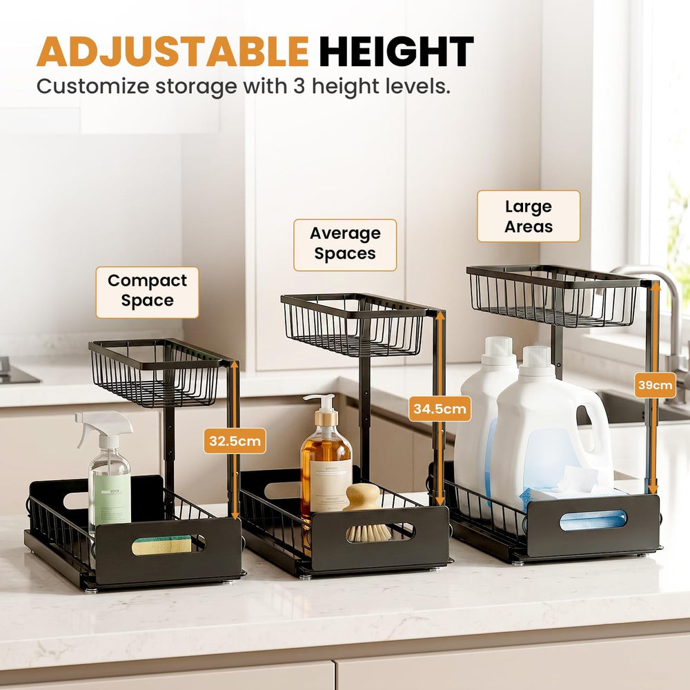 Under Sink Organizer 2 Pack, Slide Out Kitchen Cabinet Organizer.