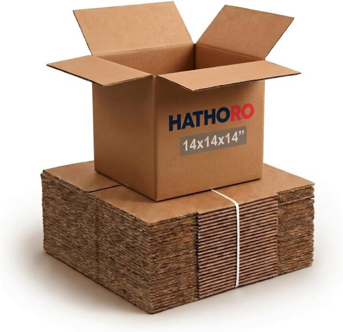 14"L x 14"W x 14"H Small Shipping Boxes, 25-Pack | Square Kraft Corrugated Cardboard Boxes for Packing, Moving and Storage, Multi-Purpose