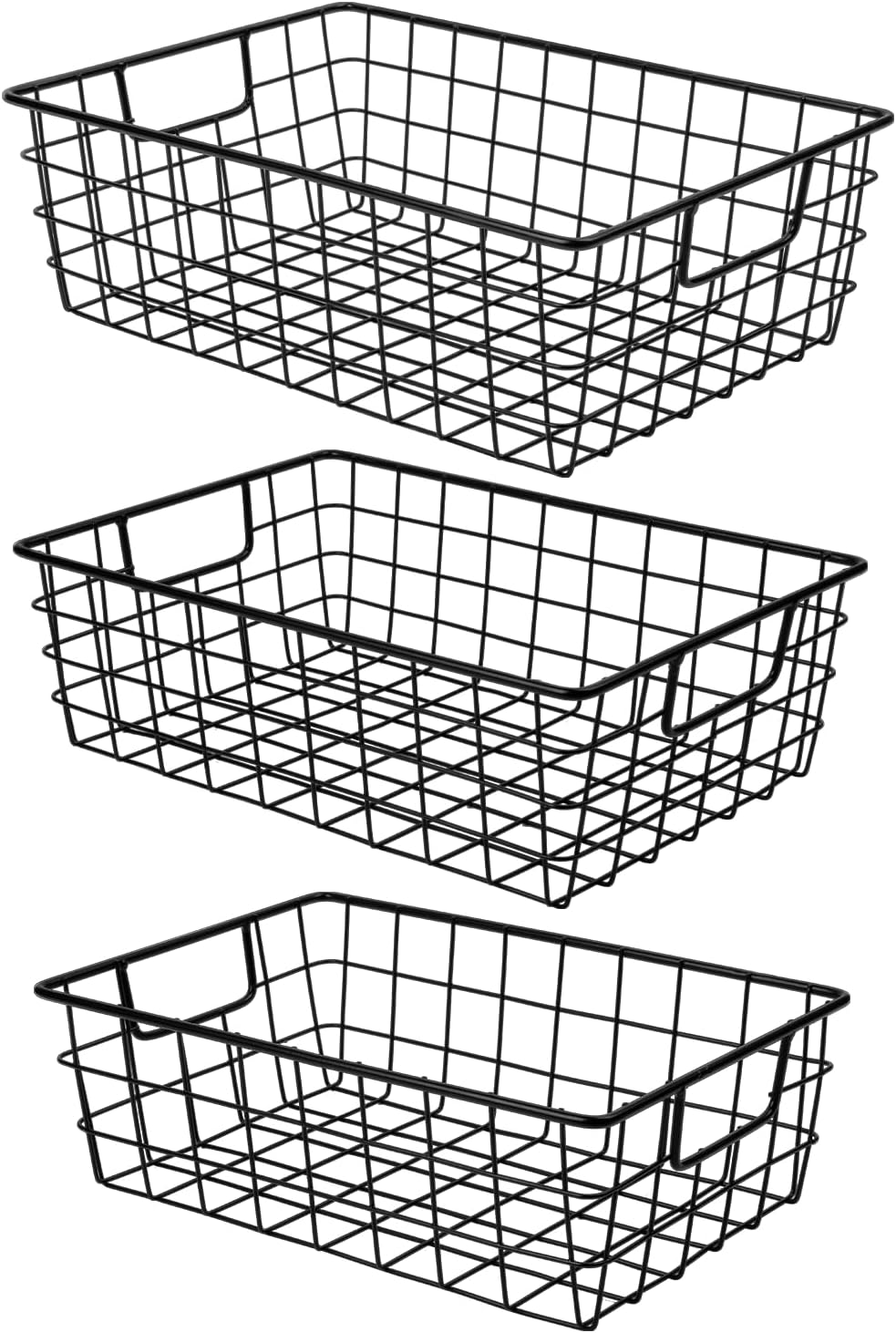 3 Pack Extra Large Wire Basket with Metal Handles, Metal Basket for organizer...