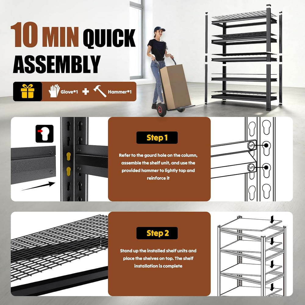 71''H Storage Shelves, Garage Shelving,Adjustable Heavy Duty Shelving...
