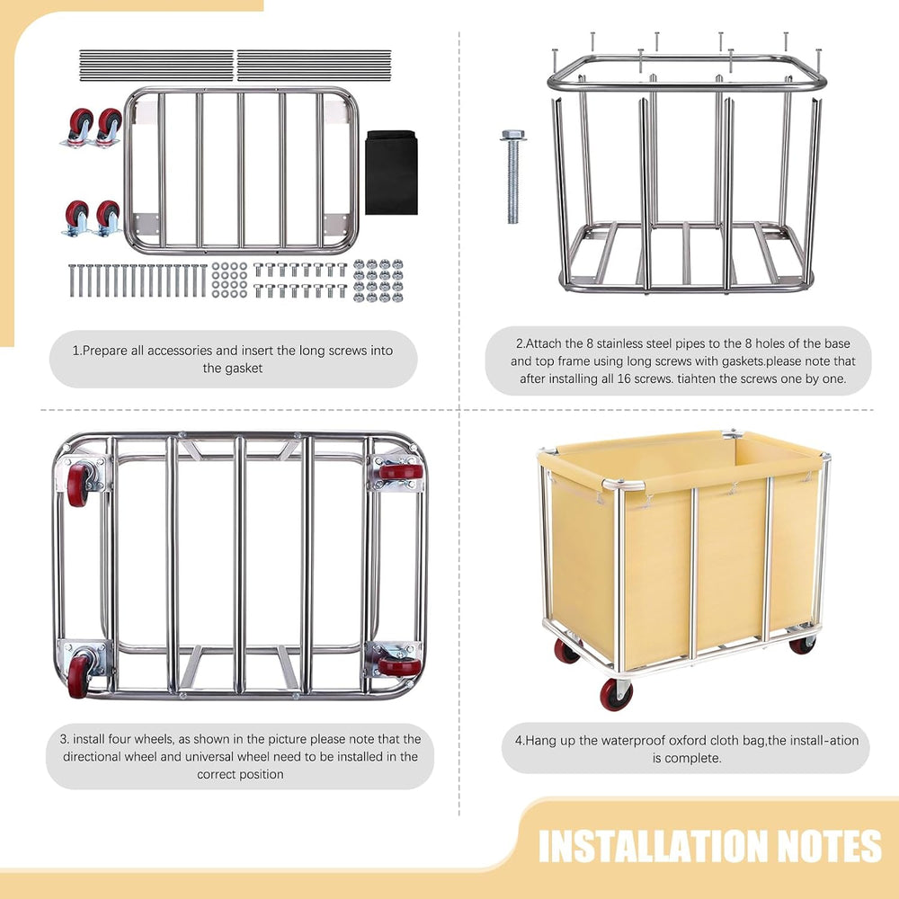 Commercial Laundry Cart with Wheels, 11.42 Bushel Large Laundry Rolling Bins ...