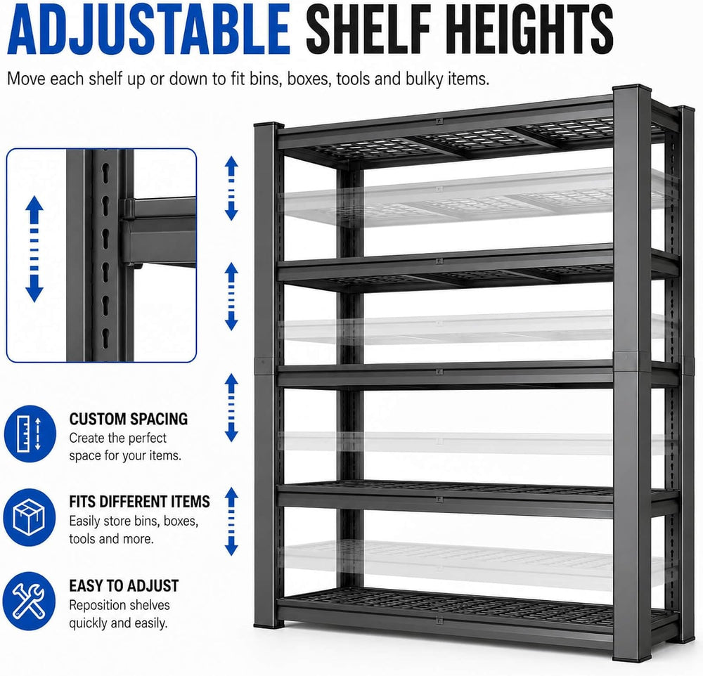 Tote Storage Rack, Garage Shelving Heavy-Duty Storage Bin Rack, 4-Tier Storag...