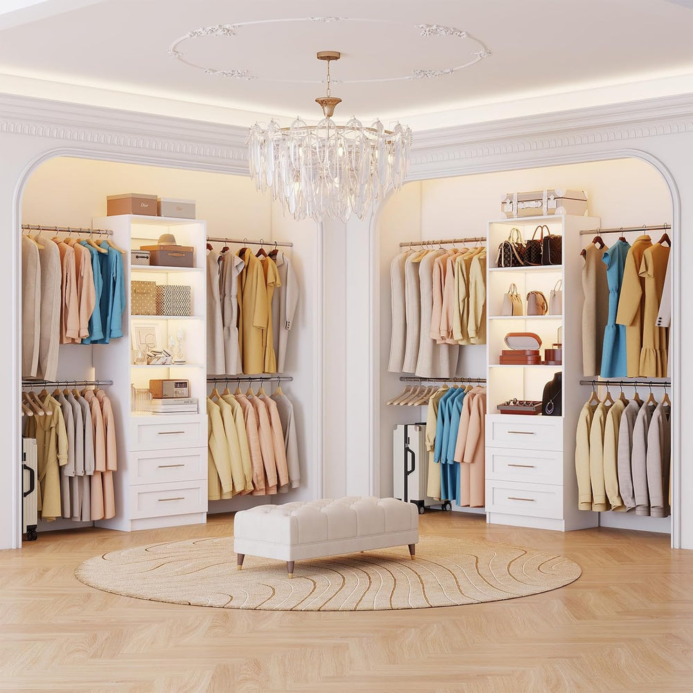 Closet System,5FT-9FT Closet Organizer with 3 Drawers