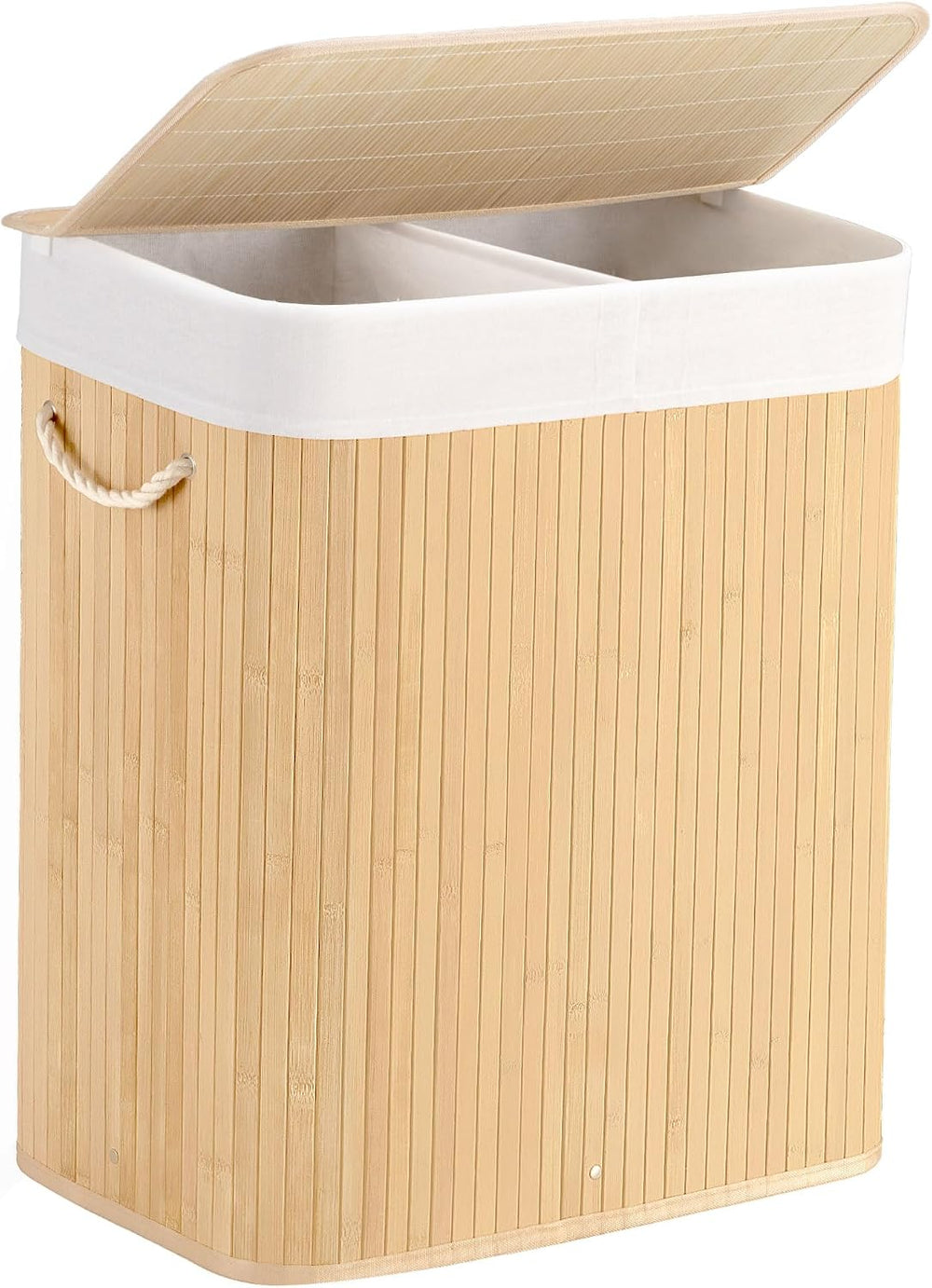 Aliphon 100L Laundry Hamper with lid, 2-Section Clothes Laundry Basket with H...