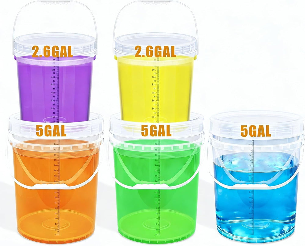 5 Gallon Bucket with Lid & 2.6 Gal Plastic Food Storage Containers, 5 Pac...