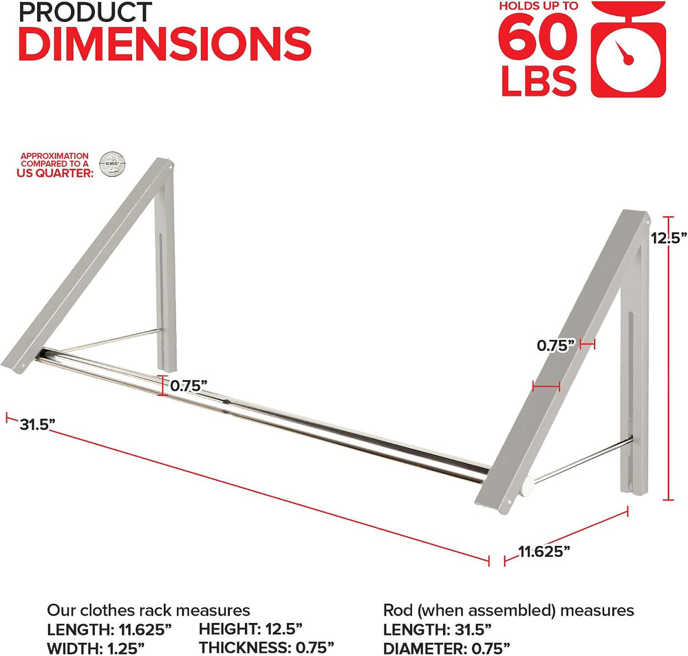 Double Foldable Clothing Rack w/ Extension Rod, Wall-Mounted Retractable Clot...