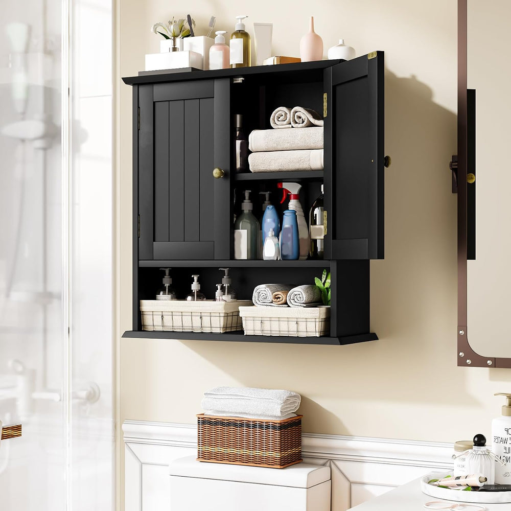 Bathroom Wall Cabinet, Bathroom Cabinet Wall Mount with 2 Doors and Open Shel...