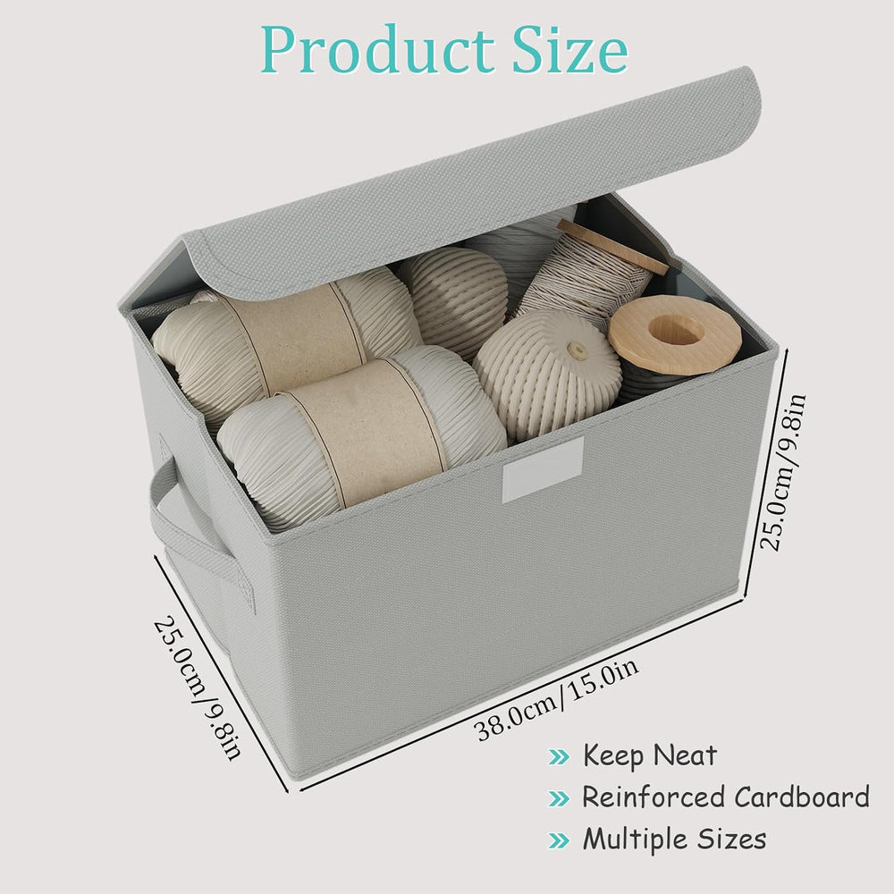Storage Bins with Lids for Organizing, 4 Pack, Grey, 15x9.8x9.8 In